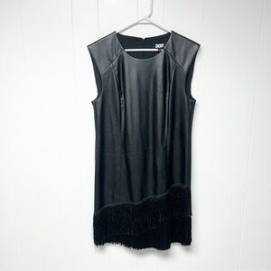 NWT DKNY Black Sleeveless Fringe Mini Cocktail Party Dress 10